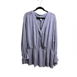 Ava & Viv women's long sleeve faux wrap popover plus size 3x top NWT